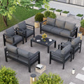 Aluminum Patio Furniture Set, 7 Piece Metal Outdoor Set, Patio Furniture Set with Waterproof Covers for Backyard Garden(Grey)