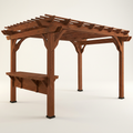 Outdoor Pergola Built for Wind Resistance, Cedar Frame, Built-in Bar, PowerPort Outlets, 140 Sq Ft Shade