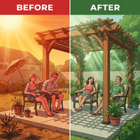 10 Ft. X 10 Ft. Traditional All Cedar Wood Outdoor Patio Pergola Shade Structure — Before & After