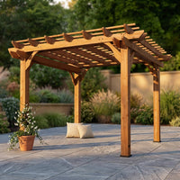 10 Ft. X 10 Ft. Traditional All Cedar Wood Outdoor Patio Pergola Shade Structure — Studio Shot