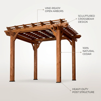 10 Ft. X 10 Ft. Traditional All Cedar Wood Outdoor Patio Pergola Shade Structure — infographic