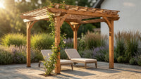 10 Ft. X 10 Ft. Traditional All Cedar Wood Outdoor Patio Pergola Shade Structure — Lifestyle