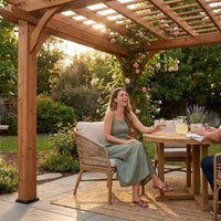 10 Ft. X 10 Ft. Traditional All Cedar Wood Outdoor Patio Pergola Shade Structure — Lifestyle
