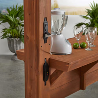 Outdoor Pergola Built for Wind Resistance, Cedar Frame, Built-in Bar, PowerPort Outlets, 140 Sq Ft Shade