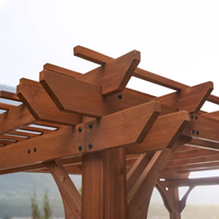 Outdoor Pergola Built for Wind Resistance, Cedar Frame, Built-in Bar, PowerPort Outlets, 140 Sq Ft Shade