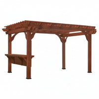 Outdoor Pergola Built for Wind Resistance, Cedar Frame, Built-in Bar, PowerPort Outlets, 140 Sq Ft Shade