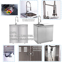 Modular Outdoor Kitchen Built for Complete Patio Cooking, Gas Grill, Sink, Refrigerator, Storage Cabinets