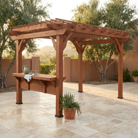Ashland 10 Ft. X 14 Ft. All Cedar Wood Outdoor Pergola Shade Structure with Bar and Electric — Studio Shot