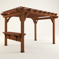 Ashland 10 Ft. X 14 Ft. All Cedar Wood Outdoor Pergola Shade Structure with Bar and Electric — Studio Shot