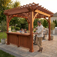Ashland 10 Ft. X 14 Ft. All Cedar Wood Outdoor Pergola Shade Structure with Bar and Electric — Lifestyle