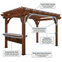 Ashland 10 Ft. X 14 Ft. All Cedar Wood Outdoor Pergola Shade Structure with Bar and Electric — How It Works