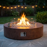 MGO Outdoor Propane Fire Pit Table with Wind Guard, Transparent Gray Fire Glass, Waterproof Cover for Garden, Backyard — Studio Shot