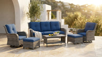 Patio Furniture Set 6-Piece Outdoor Patio Conversation Set with Blue Cushions Lawn Furniture — Lifestyle