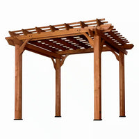 Outdoor Pergola Built for Natural Shade Creation, All Cedar Wood Construction, 10x10 Coverage, Ground Anchors