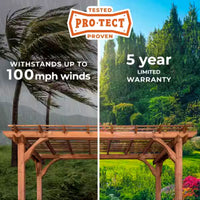 Outdoor Pergola Built for Natural Shade Creation, All Cedar Wood Construction, 10x10 Coverage, Ground Anchors