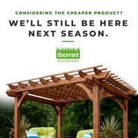 Outdoor Pergola Built for Natural Shade Creation, All Cedar Wood Construction, 10x10 Coverage, Ground Anchors