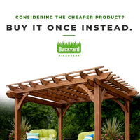 Outdoor Pergola Built for Natural Shade Creation, All Cedar Wood Construction, 10x10 Coverage, Ground Anchors