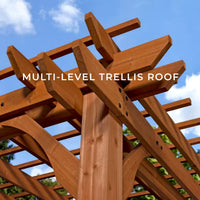 Outdoor Pergola Built for Natural Shade Creation, All Cedar Wood Construction, 10x10 Coverage, Ground Anchors