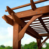 Outdoor Pergola Built for Natural Shade Creation, All Cedar Wood Construction, 10x10 Coverage, Ground Anchors
