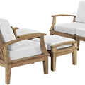 Marina Premium Grade a Teak Wood 6-Piece Outdoor Patio Furniture Set in Natural White